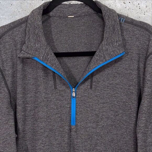 Lululemon Men's Sweat Session 1/2 Zip Large Pullover Sweater Heathered Black - Picture 4 of 9